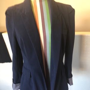 Navy Blazer pin stripe cuff detail